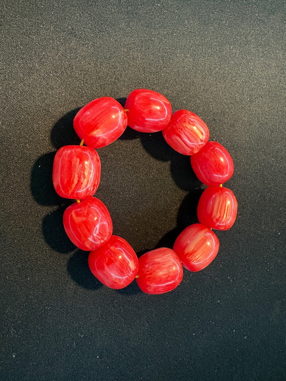 Red Chunky Bead Stretch Bracelet by
